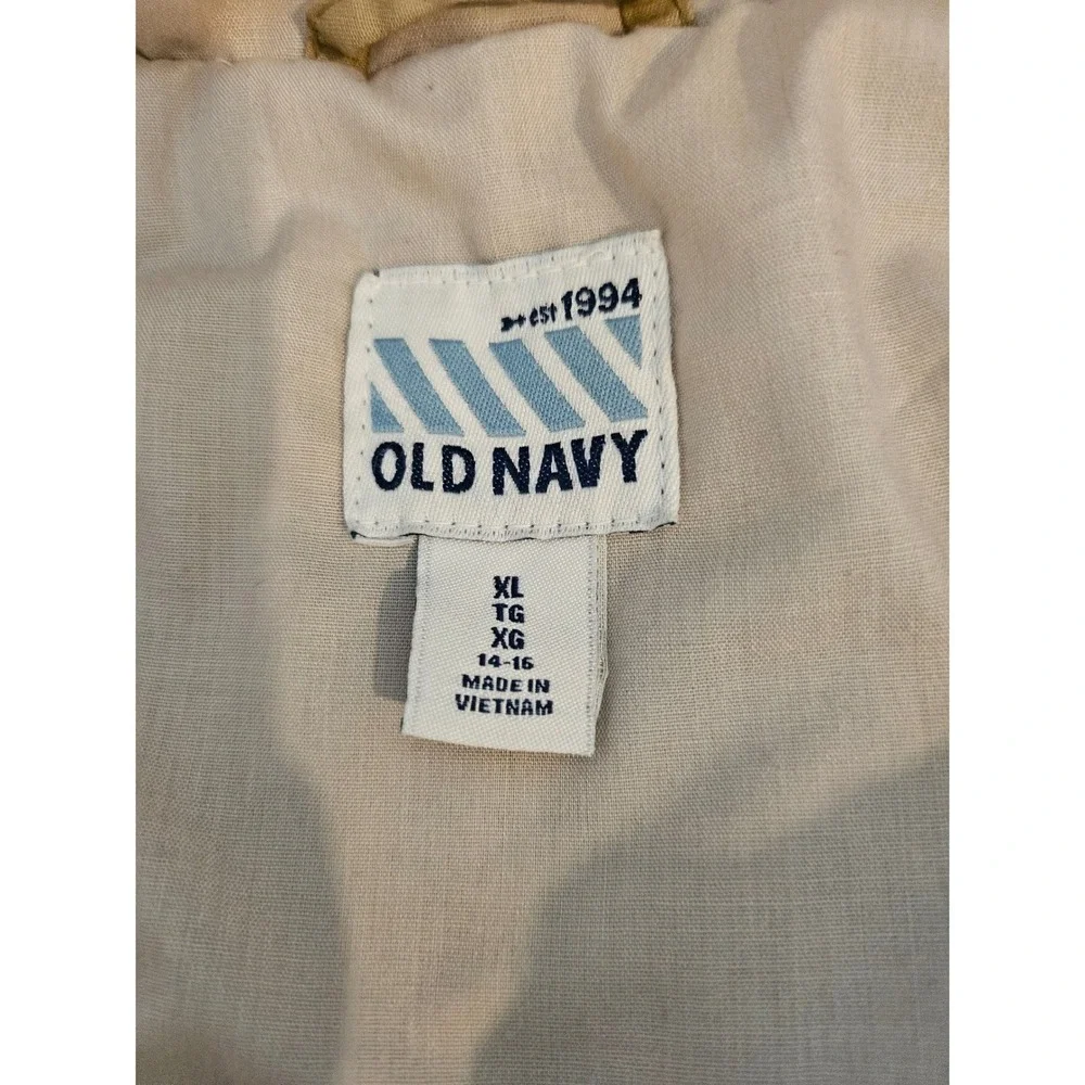 Old Navy Field Jacket XL 14-16 Tan Hooded Utility Cargo Coat